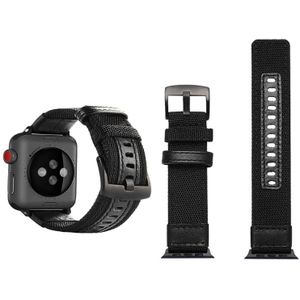 Jeep Style Nylon Wrist Watch Band with Stainless Steel Buckle for Apple Watch Series 3 & 2 & 1 38mm(Black)