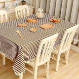 Cloth Cotton Dining Tablecloth Decoration Cloth  Size:140x180cm(Brown Stripe)