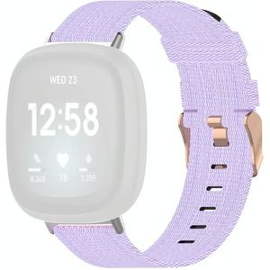 For Fitbit Versa 3 / Fitbit Sense Nylon Canvas Strip Texture Strap  Size: Free Size(Light Purple)