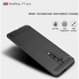 For Oneplus 7T Pro  Brushed Texture Carbon Fiber TPU Case(Navy Blue)