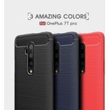 For Oneplus 7T Pro  Brushed Texture Carbon Fiber TPU Case(Navy Blue)
