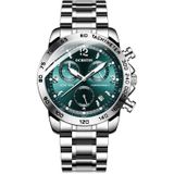 OCHSTIN 6123B multifunctioneel quartz waterdicht lichtgevend stalen band herenhorloge