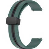 Voor Garmin Venu SQ 20 mm opvouwbare magnetische sluiting siliconen horlogeband (olijfgroen + zwart)