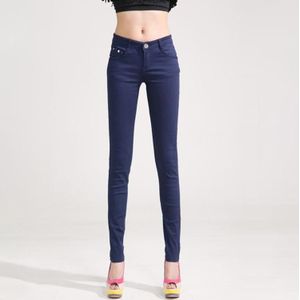 Mid-waist stretch snoepkleurige strakke broek look-sliming jeans  maat: 26