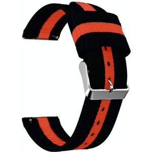 Voor Samsung Galaxy Watch4 40 / 44mm & Watch4 Classic 42/46mm Split Nylon Vervangingsriem Horlogeband (Zwart Oranje)