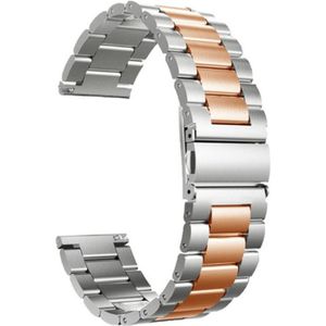 Voor Huawei Horloge GT 3 42mm / Watch GT 2 42mm Drie kralen roestvrijstalen riem (zilverroos goud)