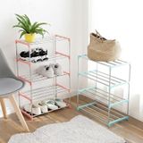 Household Multifunctional Four-layer Stainless Steel Shoe Rack Storage Shelf(Pink)