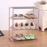 Household Multifunctional Four-layer Stainless Steel Shoe Rack Storage Shelf(Pink)