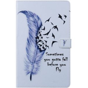 For Galaxy Tab A 10.1 (2019) 3D Colored Drawing Horizontal Flip Leather Case with Holder & Card Slots & Wallet(Feather)