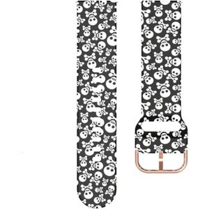 For Galaxy Watch 46mm Silicone Printed Strap(White Skull)