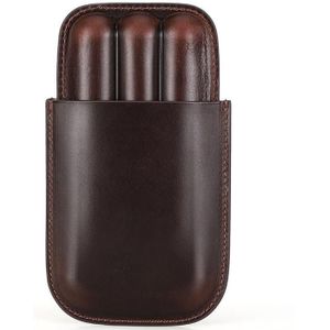 CF5003 Outdoor Travel Portable Cigar Humidor Leather Cigar Cover Can Hold 3 Cigars(Brown)