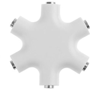 6 in 1 Audio Adapter 3.5mm Jack Multi Port Hub Aux Headphone Splitter Converter(White)