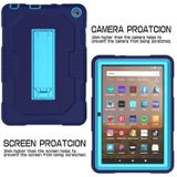 Voor Amazon Kindle Fire HD 8 (2020) Contrast Kleur Siliconen + PC Beschermhoes met houder (Navy Blue+Blue)