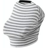 Multifunctional Cotton Nursing Towel Safety Seat Cushion Stroller Cover(Gray White Thick Stripes)
