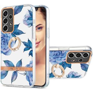 For Samsung Galaxy A53 5G Ring IMD Flowers TPU Phone Case(Blue Peony)