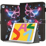 Voor iPad 10.2 2021/2020 Geschilderd lederen Smart Tablet Case (fluorescerende vlinders)