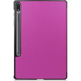 For Samsung Galaxy Tab S7 Lite T730 / T735 / Tab S7 FE T736 Custer Texture Horizontal Flip Leather Case with Three-folding Holder & Sleep / Wake-up Function(Purple)