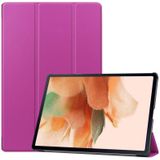 For Samsung Galaxy Tab S7 Lite T730 / T735 / Tab S7 FE T736 Custer Texture Horizontal Flip Leather Case with Three-folding Holder & Sleep / Wake-up Function(Purple)