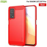 For Xiaomi Mi 10T / 10T Pro / Redmi  K30S MOFI Gentleness Series Brushed Texture Carbon Fiber Soft TPU Case(Red)