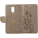 For Motorola Moto G (4rd gen) Plus Pressed Flowers Leather Case with Holder & Card Slots & Wallet(Grey)