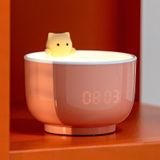 Multifunctional Voice-activated LED Light Shows Time Children Cartoon Cat Alarm Clock(Red)