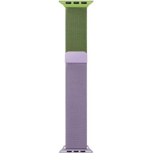Gradiënt Kleur Milaan Vervanging Strap Horlogeband voor Apple Watch Series 7 45 mm / 6 & SE & 5 & 4 44mm / 3 & 2 & 1 42mm (Purple Green)
