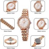 SKMEI 1799 Pearl Diamond Round Dial Stainless Steel Strap Quartz Watch for Ladies(Silver and White Surface)