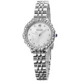 SKMEI 1799 Pearl Diamond Round Dial Stainless Steel Strap Quartz Watch for Ladies(Silver and White Surface)