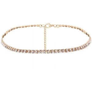 2 PCS Fashion Jewelry Accessories Luxury Rhinestone Choker Necklace for Women Temperament Collar Necklace(Gold)