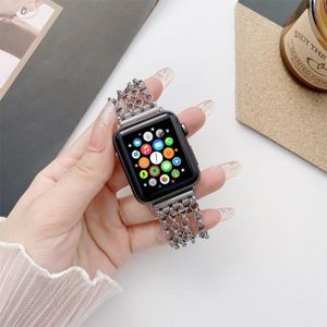 Creatieve ketting roestvrijstalen metalen horlogeband voor Apple Watch Series 7 45 mm / 6 & SE & 5 & 4 44mm / 3 & 2 & 1 42mm