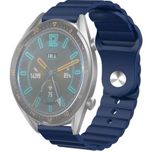 22mm For Huawei Watch GT2e / GT2 46mm Reverse Buckle Wave Silicone Strap(Blue)