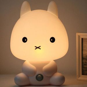 Baby Bedroom Lamps Night Light Cartoon Pets Pvc Plastic Sleep Led Kid Lamp Bulb rabbit(US)