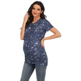 TIME-DYE T-shirt met korte mouwen Plus Size Zwangerschapskleding (Kleur: Blauw Maat: XL)