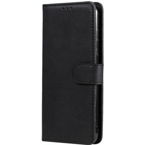 For Samsung Galaxy M11 / A11 2 in 1 Solid Color Detachable PU Leather Case with Card Slots & Magnetic Holder & Photo Frame & Wallet & Strap(Black)