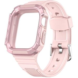 Two-color Integrated Watchband For Apple Watch Series 7 45mm / 6&SE&5&4 44mm(Pink + Rose Pink Frame)