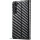 Voor Samsung Galaxy S23+ 5G LC.IMEEKE koolstofvezel PU + TPU horizontale flip lederen telefoonhoes (verticaal zwart)