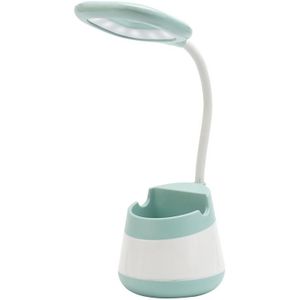 USB Charging LED Desk Light Eye Protection Lamp with Pen Holder and Phone Holder(CS276-3 Green)