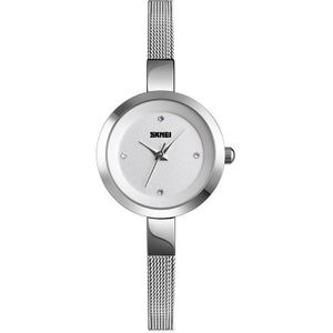 SKMEI 1390 Ladies Business Casual Watch Steel Band Lightweight Quartz Watch(Silver)