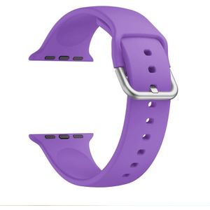 Single-Color Silicone Gesp Vervanging Strap Horlogeband voor Apple Watch Series 7 45 mm / 6 & SE & 5 & 4 44mm / 3 & 2 & 1 42mm (Dark Purple)