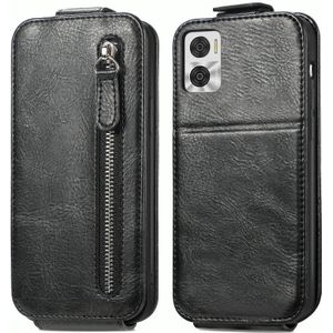 Voor Motorola Moto E22i Rits Portemonnee Verticale Flip Lederen Telefoon Case (Zwart)