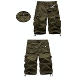 Summer Multi-pocket Solid Color Loose Casual Cargo Shorts for Men (Color:Dark Grey Size:34)