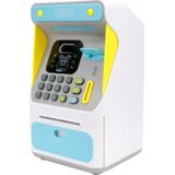 8010 Gesimuleerde gezichtsherkenning ATM Machine Piggy Bank Wachtwoord Automatische Rolling Geld Safe Piggy Bank  Style: Blue