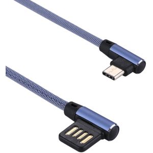 1m 2.4A Output USB to USB-C / Type-C Double Elbow Design Nylon Weave Style Data Sync Charging Cable  For Galaxy S8 & S8 + / LG G6 / Huawei P10 & P10 Plus / Xiaomi Mi 6 & Max 2 and other Smartphones(Blue)