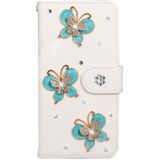 For Galaxy A20E Horizontal Flip Solid Color Rhinestones Leather Case with Card Slot & Wallet & Holder(Three Butterflies)