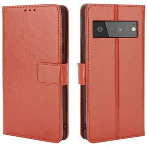 For Google Pixel 6 Pro Crazy Horse Texture Horizontal Flip Leather Case with Holder & Card Slots & Lanyard(Brown)