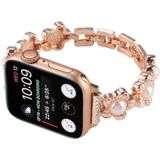 Bloemenarmband Metalen horlogeband voor Apple Watch Ultra 49mm / Series 8&7 45mm / SE 2&6&SE&5&4 44mm / 3&2&1 42mm (Rose Goud)