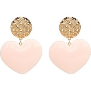 Peach Heart Earrings Retro Series Acrylic Stud Earrings for Women(Light Skin Pink)