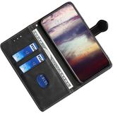 Voor Samsung Galaxy S21 FE 5G Huid Feel Stro Hoed Magnetische Gesp Horizontale Flip PU Lederen Case met Houder & Card Slots & Portemonnee (Zwart)