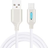 USB-C/type-C interface zink legering Marquee lichtgevende intelligente automatische power off opladen data kabel (wit)