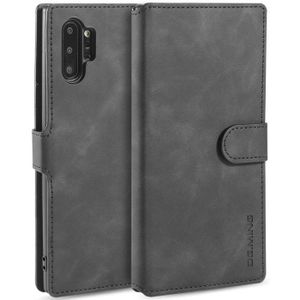 DG.MING Retro Oil Side Horizontal Flip Case with Holder & Card Slots & Wallet for Galaxy Note 10+(Black)